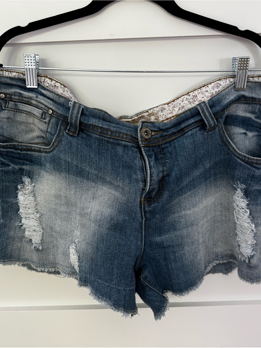 BONGO Light Blue Denim Shorts with Floral Lining